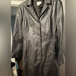 Women’s black leather coat